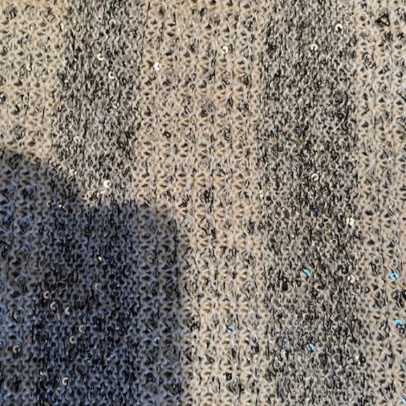 Nue Options White/Grey wTiny Sparkling Silver Discs Sweater Cowl Collar Sz XL - Picture 8 of 9